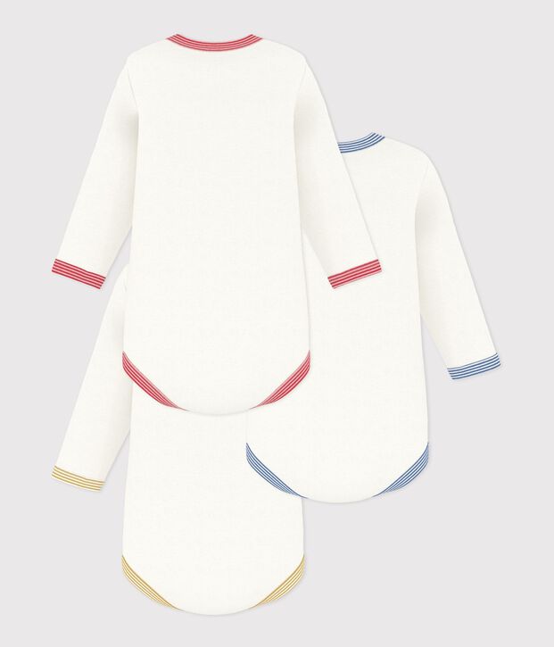 Pack of plain cotton long-sleeved bodies for babies multicolor
