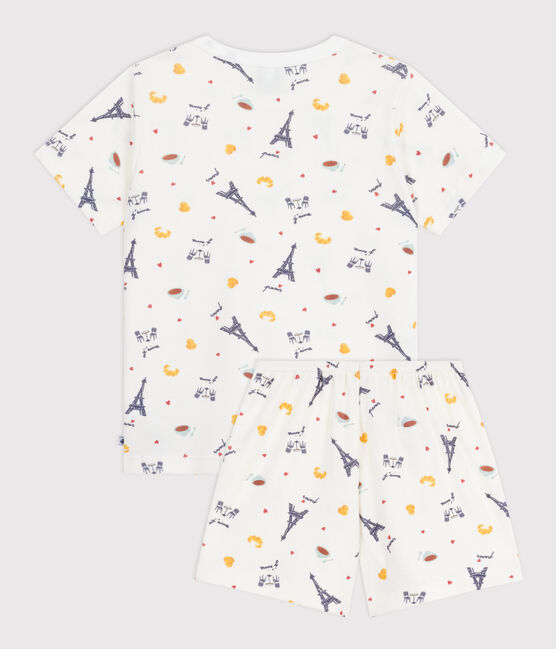Children's short Paris print cotton pyjamas MARSHMALLOW white/MULTICO white