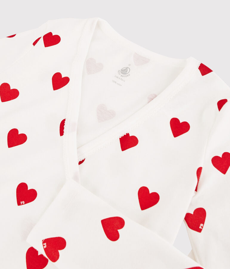 Women's Cotton Wrapover Cardigan white/red