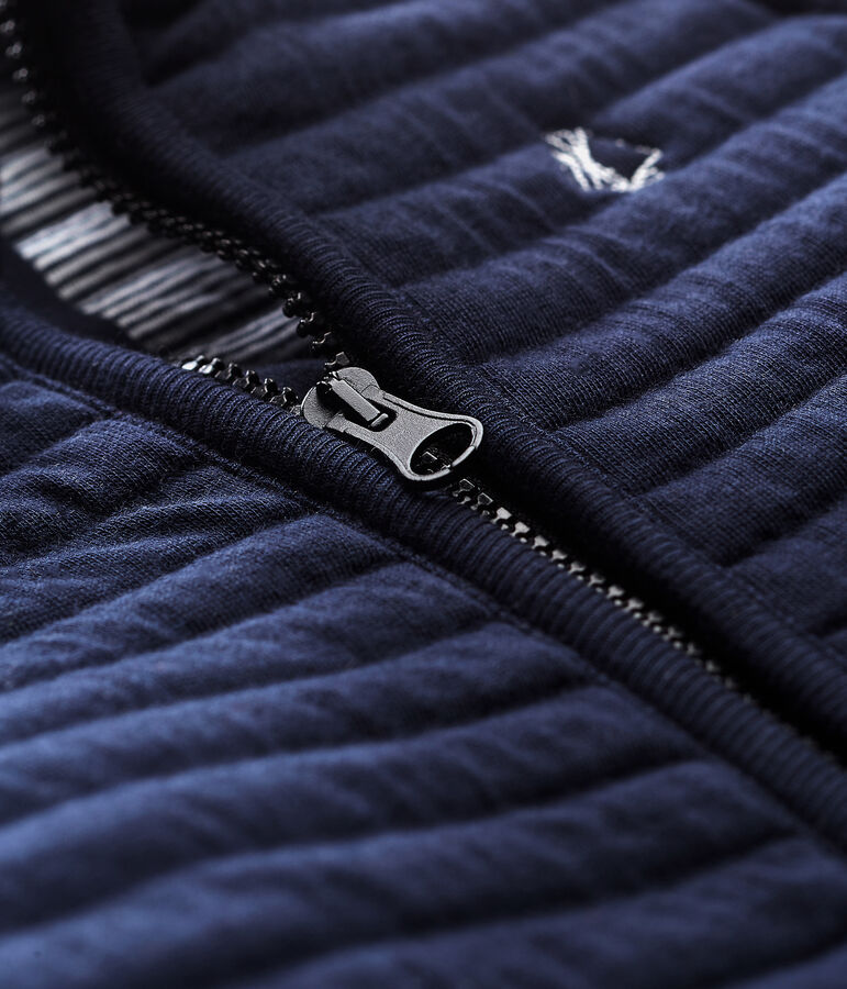 Baby boys' jacket in quilted tube knit blue