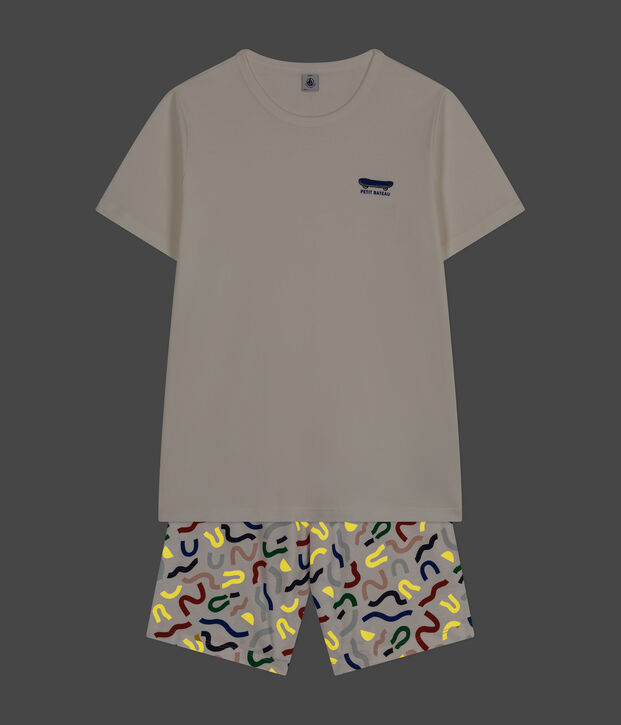Junior Short Cotton Pyjamas white/multicolor
