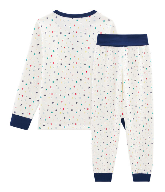 Boys' High-Rise Fleece Pyjamas MARSHMALLOW white/MULTICO white