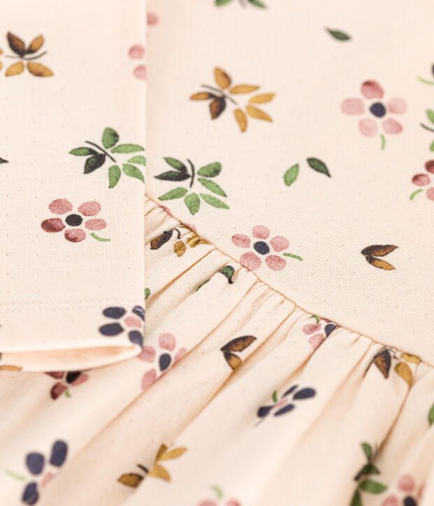 Girls' long-sleeved tube knit dress Ecru/multicolor