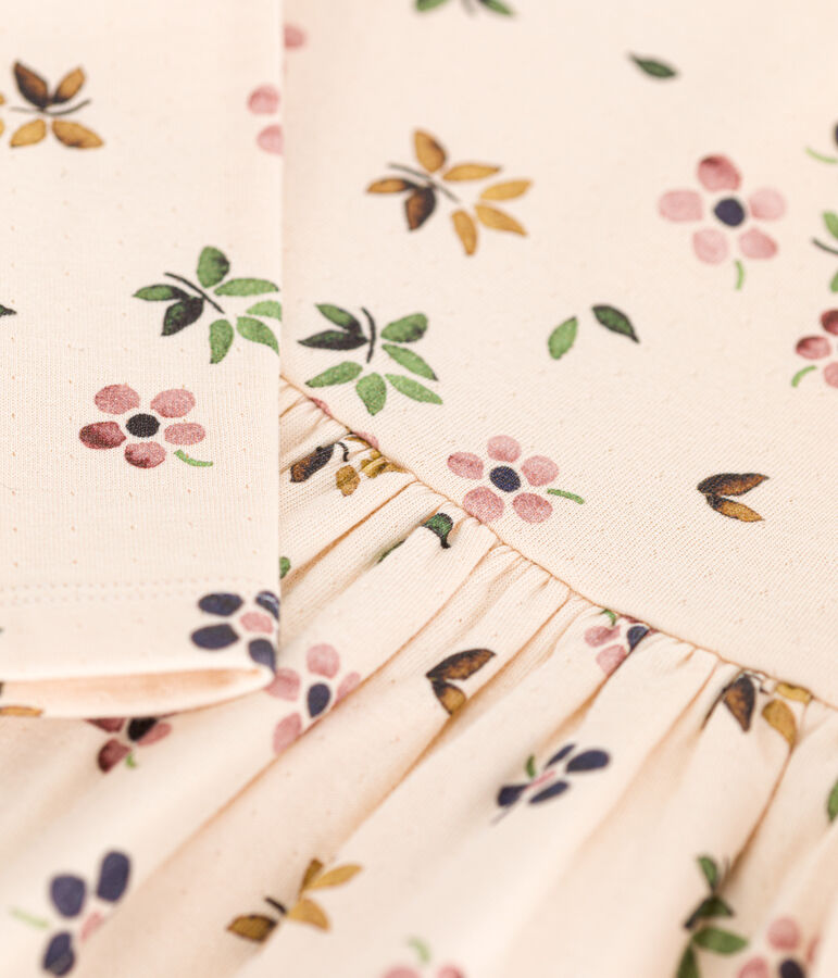 Girls' long-sleeved tube knit dress Ecru/multicolor