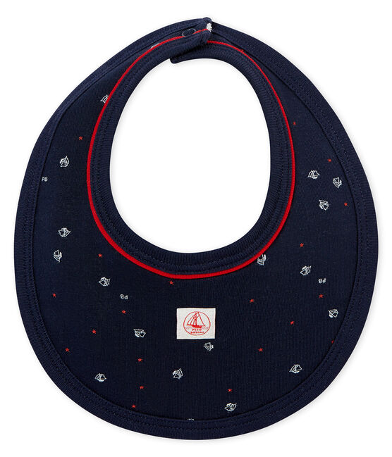 Baby boy's sailboat print bib SMOKING blue/MULTICO white