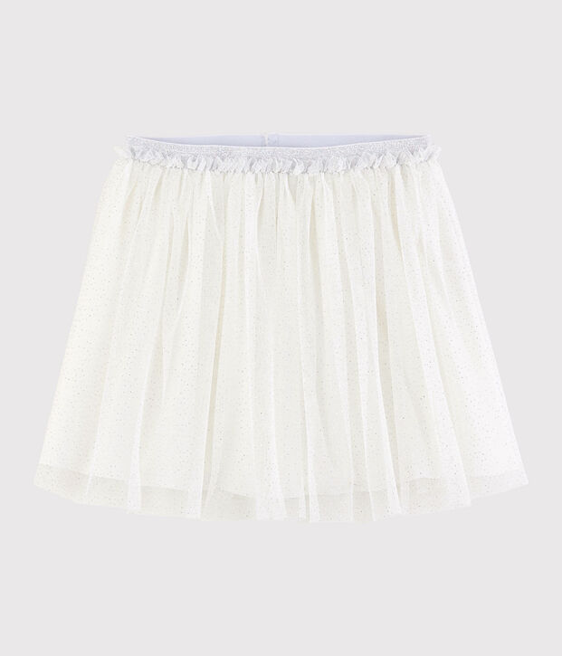 Girls' Glittery Tulle Skirt white/grey