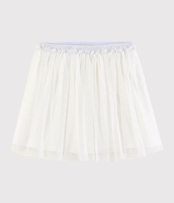 Girls' Glittery Tulle Skirt MARSHMALLOW white/ARGENT grey