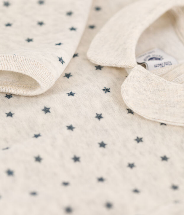 Babies' Starry Velour Sleepsuit beige/grey