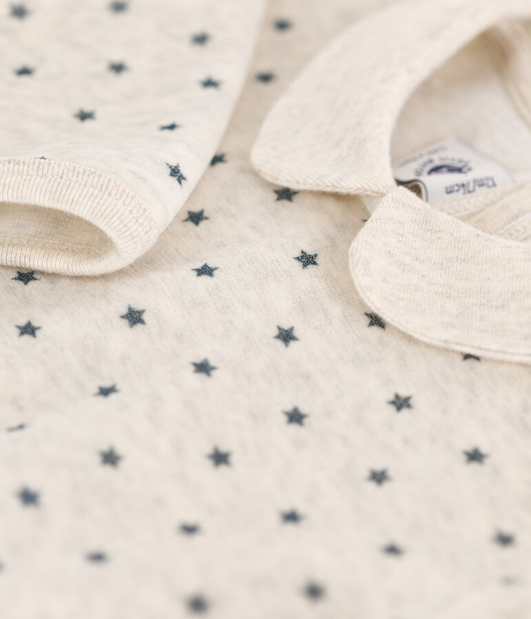 Babies' Starry Velour Sleepsuit beige/grey