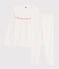 Girls' Polka Dot Ribbed Pyjamas MARSHMALLOW white/MEDIEVAL blue