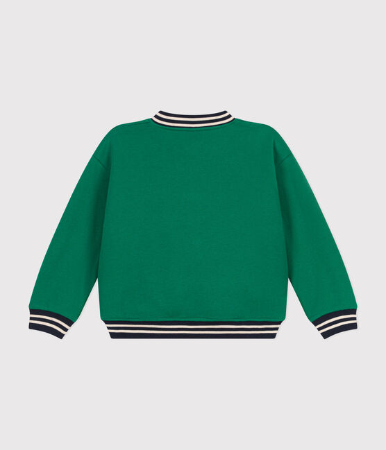 Boys' varsity jacket in fleece and sherpa JARDIN green