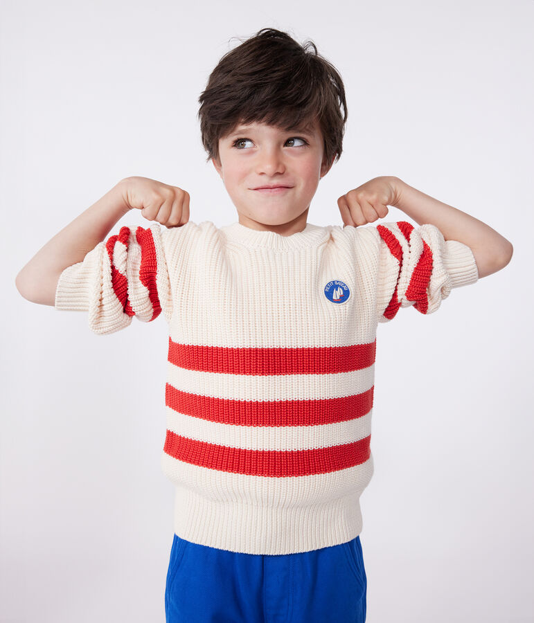 Children's stripy cotton jumper AVALANCHE red/AURORA