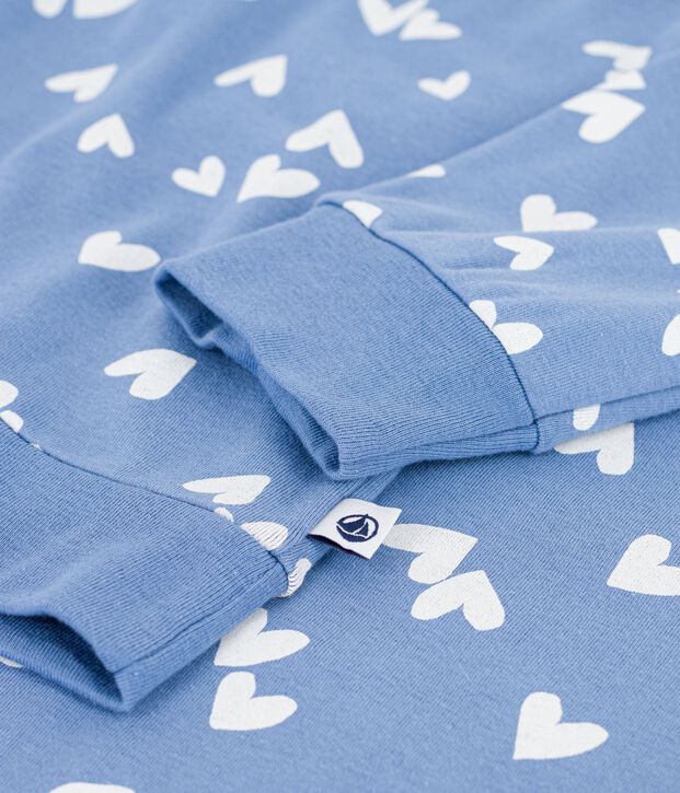 Women's heart print cotton pyjamas blue/white