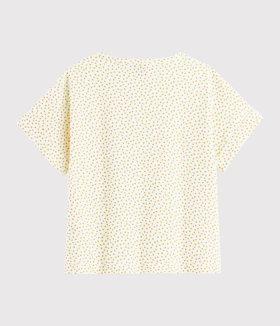 Girls' printed T-shirt MARSHMALLOW white/BOUDOR yellow