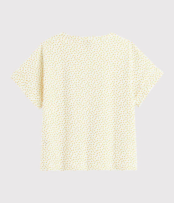 Girls' printed T-shirt MARSHMALLOW white/BOUDOR yellow