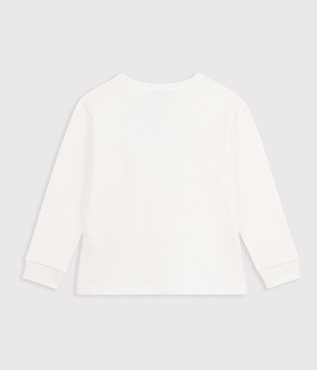 Children's long-sleeved plain cotton T-shirt white