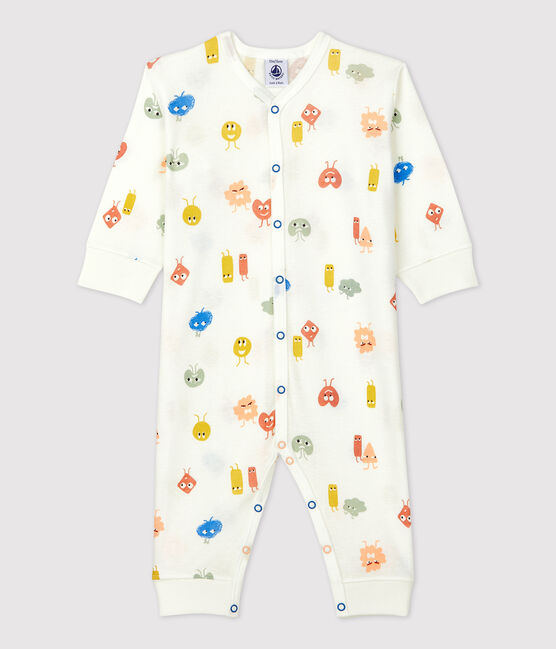 Babies' Footless Cotton and Lyocell Sleepsuit MARSHMALLOW white/MULTICO white