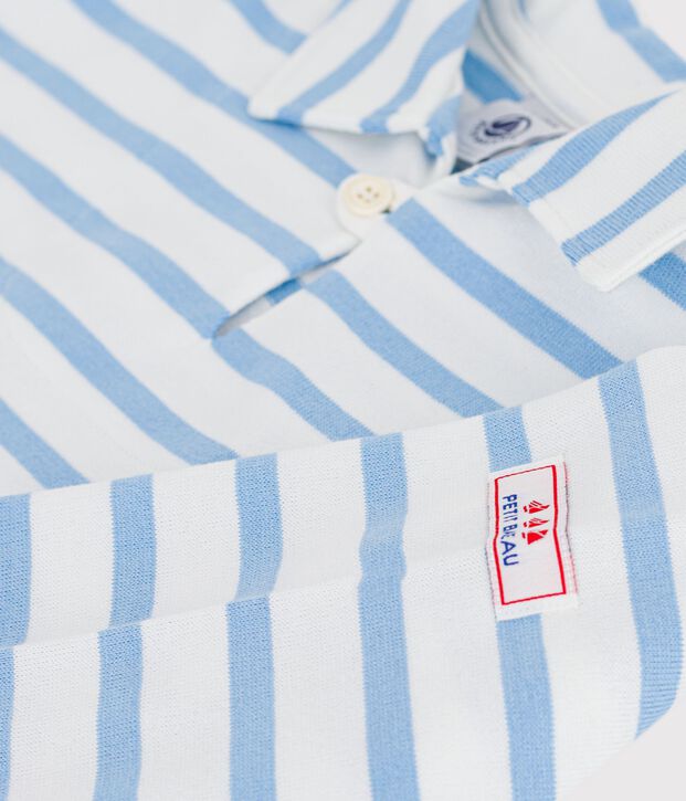 Children's stripy cotton Breton top blue/blue