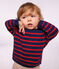 Babies' stripy wool and cotton sailor-style jumper blue/red