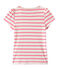 Girl's sailor-striped T-shirt MARSHMALLOW white/PETAL pink