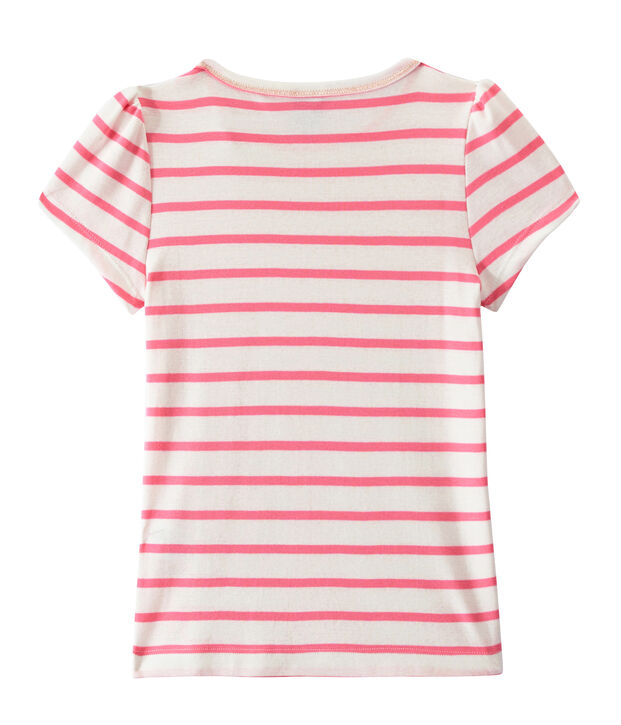 Girl's sailor-striped T-shirt white/pink