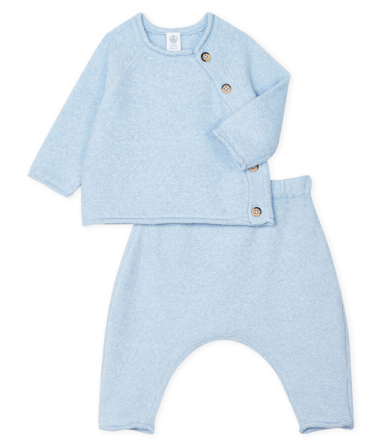 Babies' Clothing in Cotton/Merino Wool/Polyester - 2-Piece Set blue