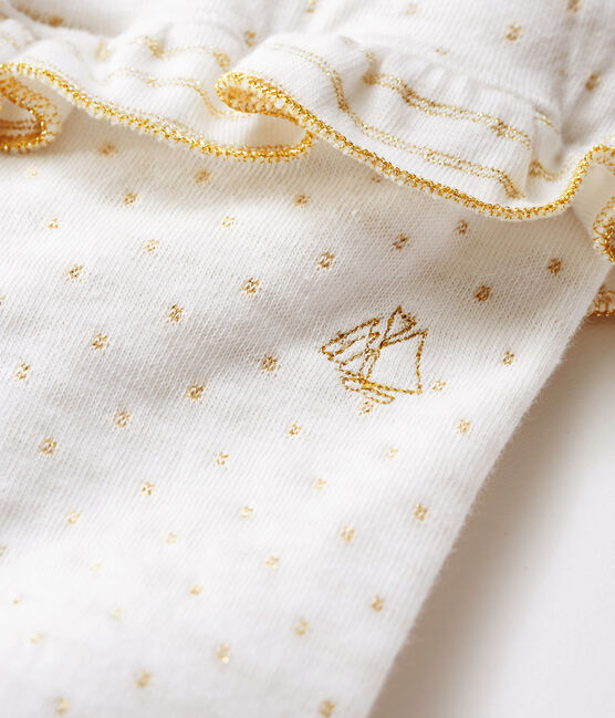 Baby Girls' Ruffled Leggings MARSHMALLOW white/OR yellow