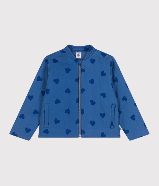 Children's heart-patterned cotton jacket ALASKA FONCE blue/MEDIEVAL