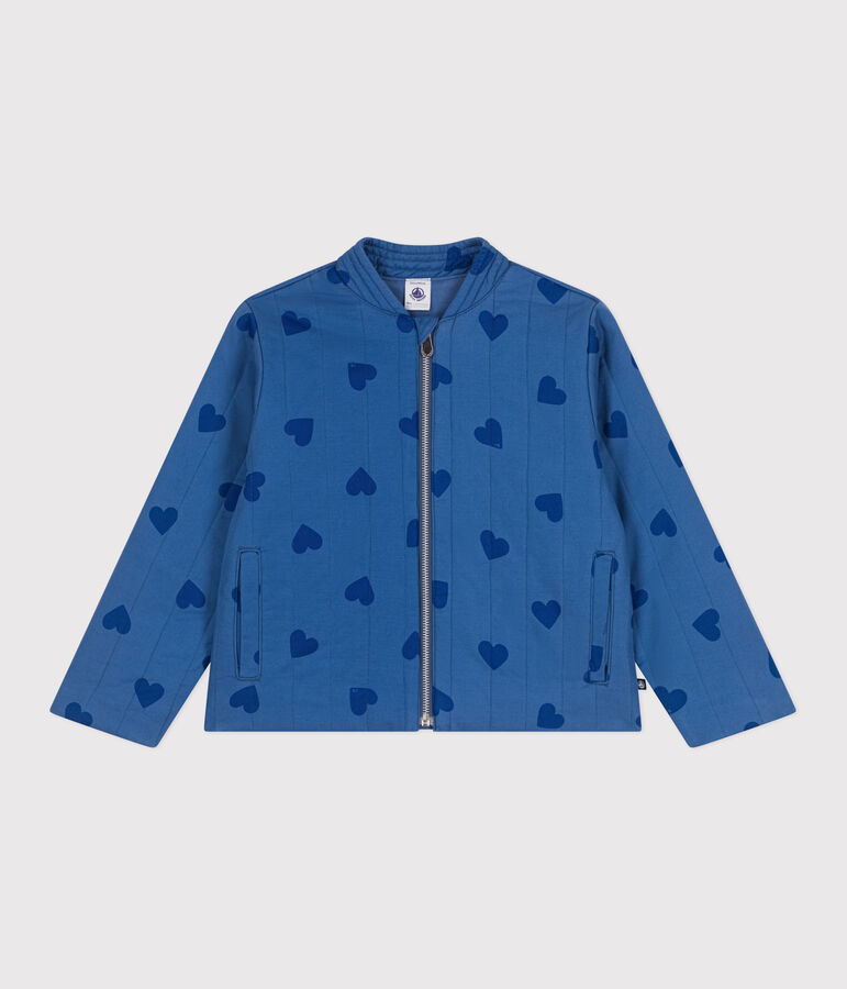 Children's heart-patterned cotton jacket blue/blue