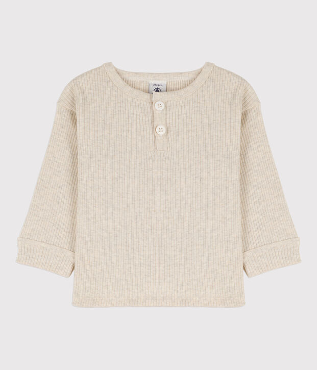 Babies' Long-Sleeved Ribbed T-Shirt MONTELIMAR CHINE