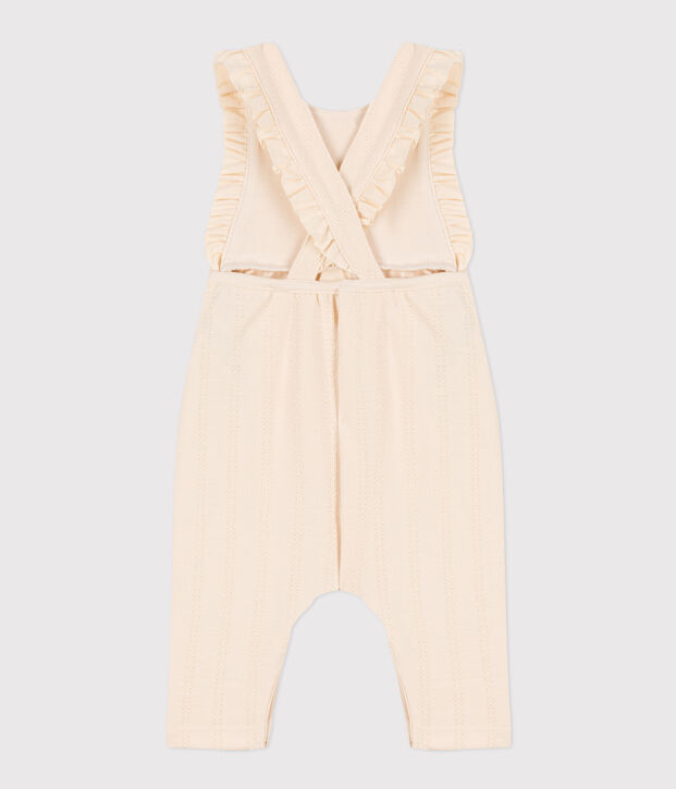 Babies' Decorative Stitch Jersey Jumpsuit Ecru