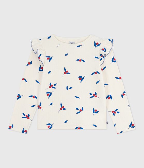 Children's long-sleeved printed cotton T-shirt MILK /MULTICO