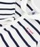 Babies' footless stripy boat-neck cotton pyjama suit MARSHMALLOW white/SMOKING blue