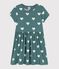 Girls' Short-Sleeved Organic Cotton Dress BRUT green/AVALANCHE white