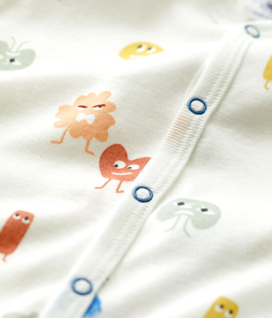 Babies' Footless Cotton and Lyocell Sleepsuit MARSHMALLOW white/MULTICO white