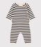 Babies' Wool/Cotton Knit Sailor Striped Clothing - 2-Piece Set Ecru/blue