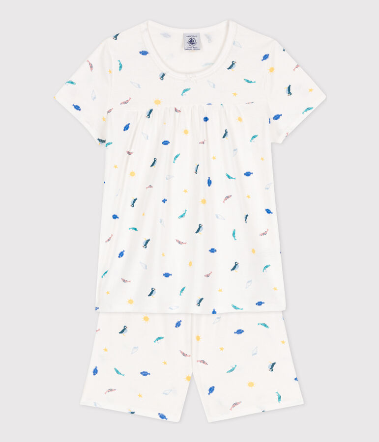 Girls' Sea Animals Short Cotton Pyjamas white/multicolor