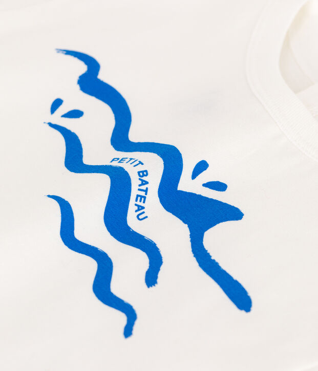 Babies' short-sleeved plain cotton T-shirt blue/blue