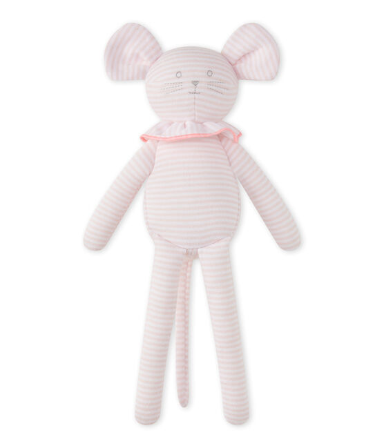 Mouse comfort object in milleraies stripes VIENNE pink/ECUME CN white