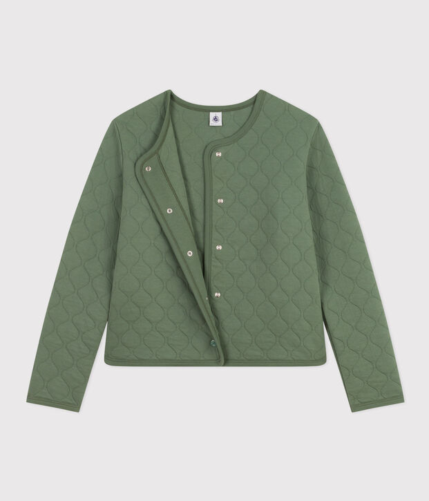 Women's Quilted Tube Knit Cardigan green