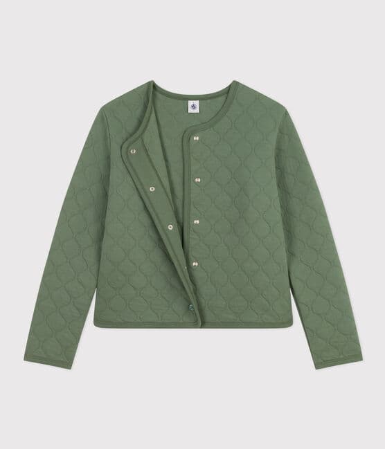 Women's Quilted Tube Knit Cardigan CROCO green