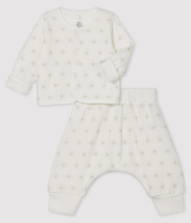 Unisex Baby's Tube Knit Clothing - 2-Piece Set white/grey