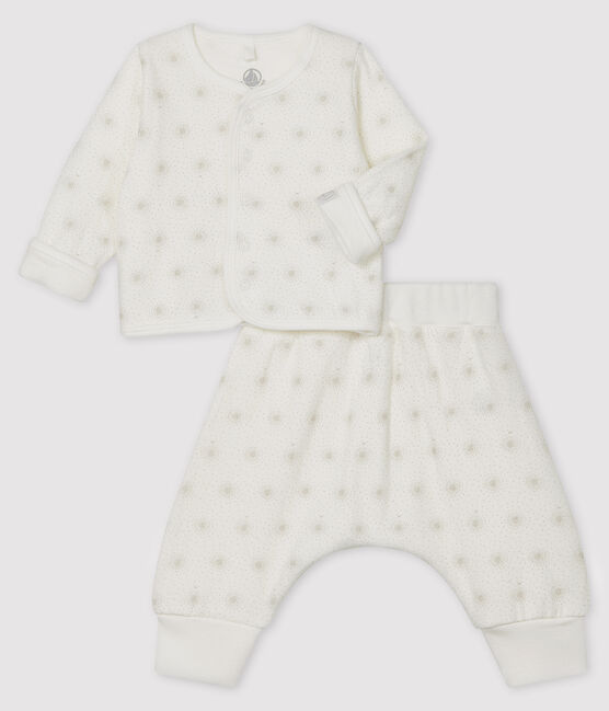 Unisex Baby's Tube Knit Clothing - 2-Piece Set MARSHMALLOW white/PERLIN beige