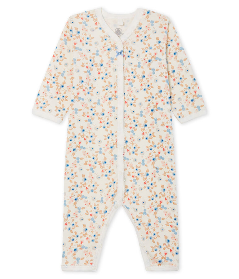 Baby Girls' Footless Ribbed Sleepsuit white/multicolor