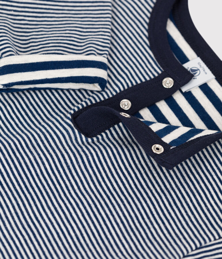 Babies' Long-Sleeved Pinstriped Tube Knit T-Shirt blue/beige