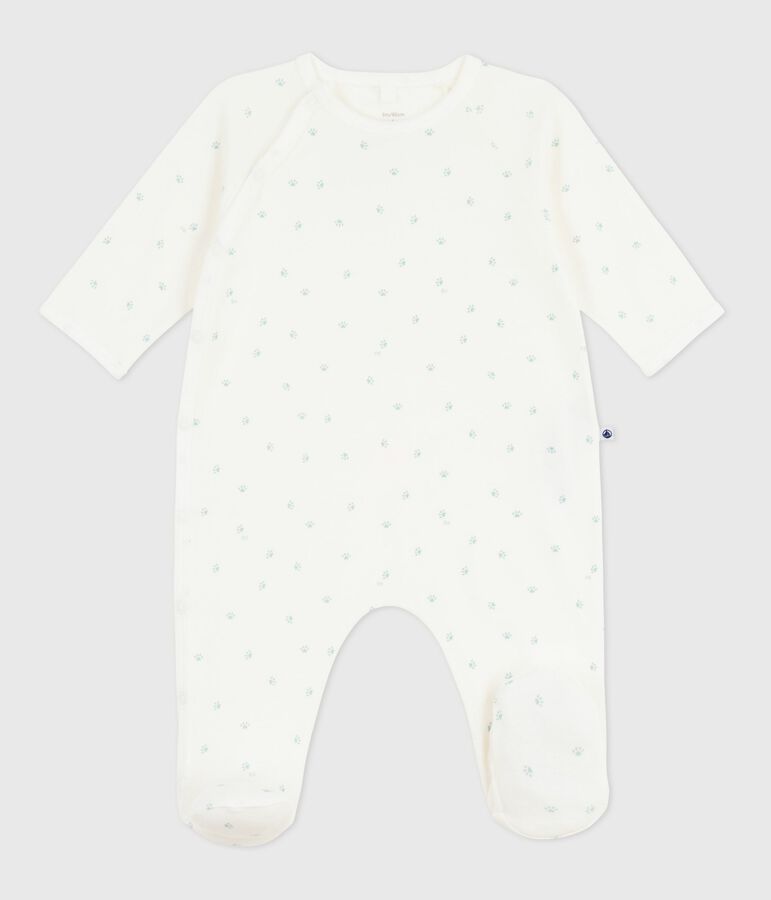 Babies' printed cotton pyjama suit MARSHMALLOW /SPRAY