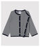 Baby Girls' Pinstriped 2x2 Rib Knit Cardigan SMOKING blue/MARSHMALLOW white