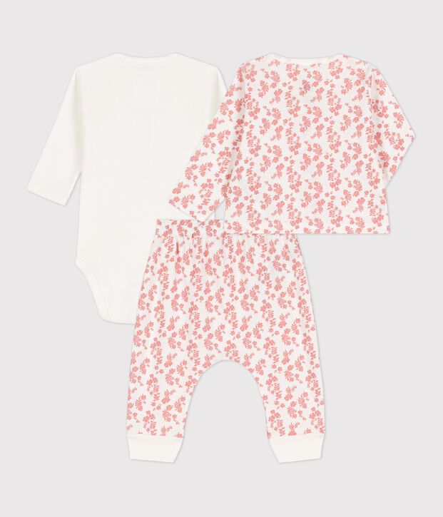 Babies' Organic Cotton Hawaii Print 3-Piece Set white/pink