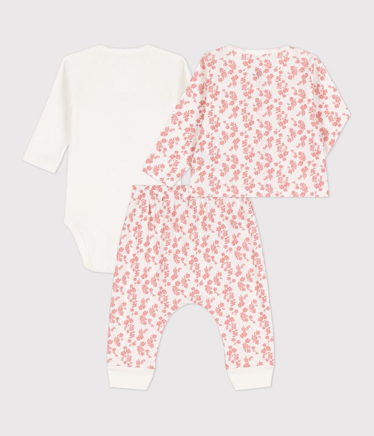 Babies' Organic Cotton Hawaii Print 3-Piece Set white/pink