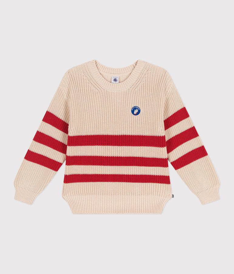 Children's stripy cotton jumper AVALANCHE red/AURORA